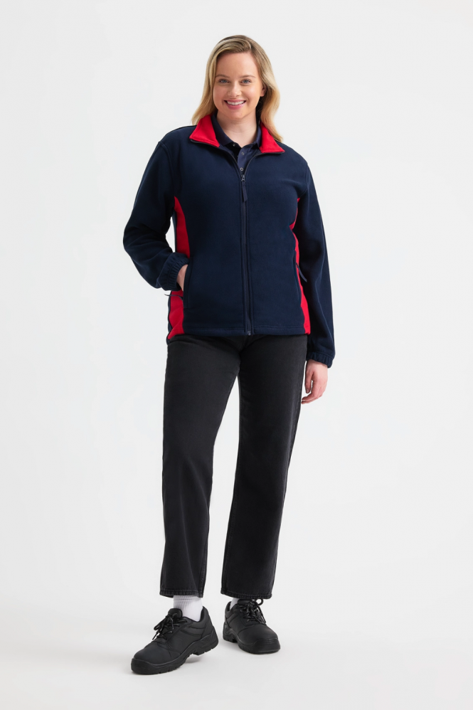 Uneek Unisex Two Tone Full Zip Fleece Jacket, Navy/Red