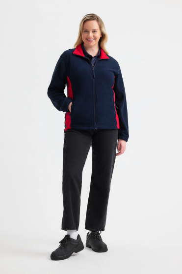 Uneek Unisex Two Tone Full Zip Fleece Jacket, Navy/Red