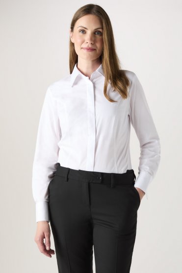 Women's Long Sleeve Shirt with Stretch, White